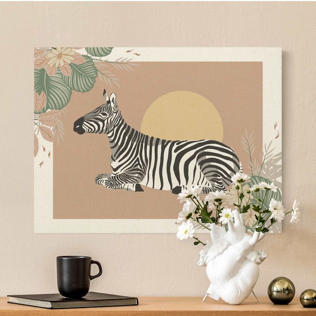 Canvas print gold - Safari Animals - Zebra At Sunset