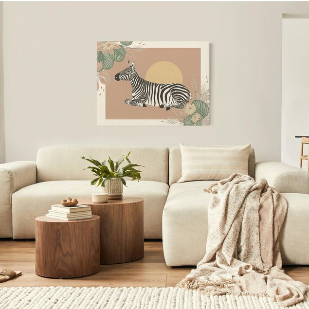 Canvas print gold - Safari Animals - Zebra At Sunset