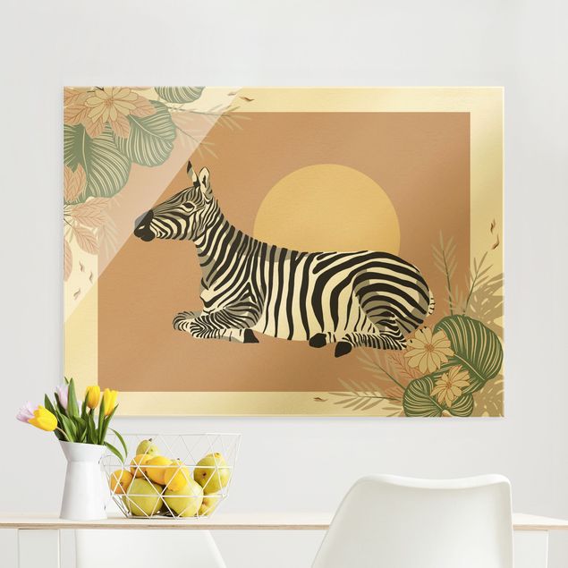 Glas Magnetboard Safari Animals - Zebra At Sunset
