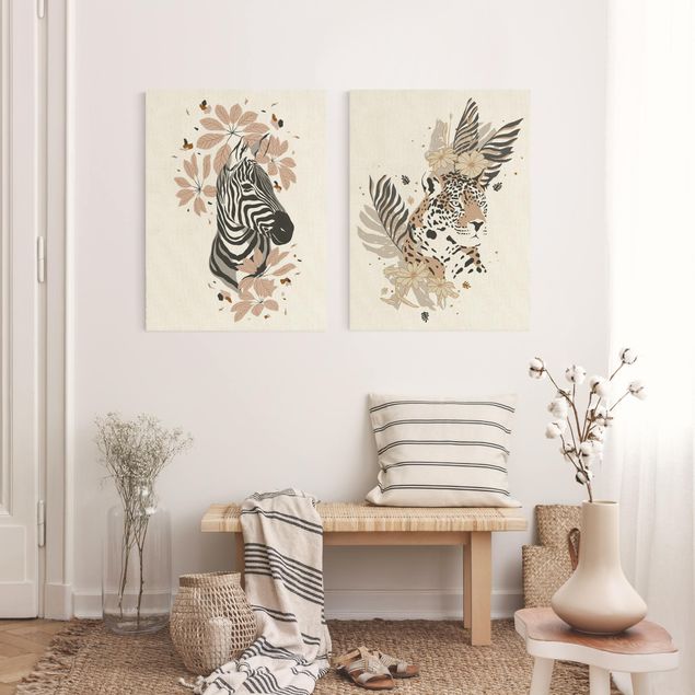 Print on canvas - Safari Animals - Zebra And Leopard