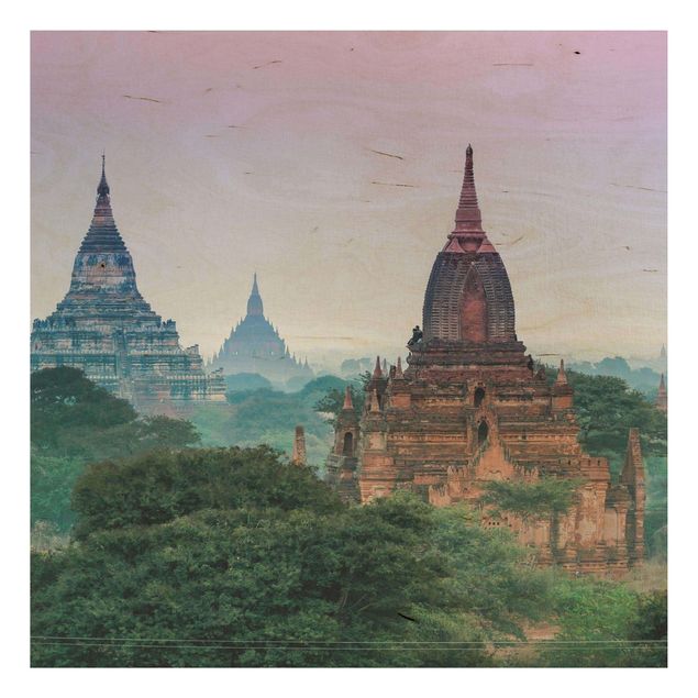 Wood print - Temple Grounds In Bagan