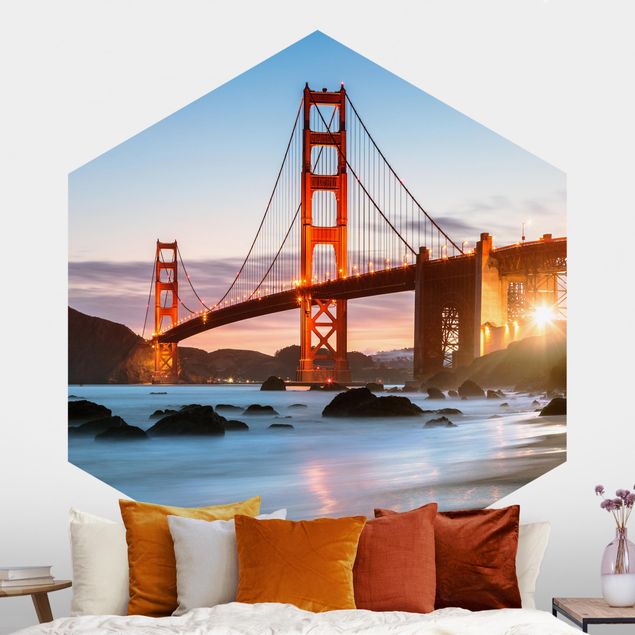 Self-adhesive hexagonal wall mural Twilight In San Francisco