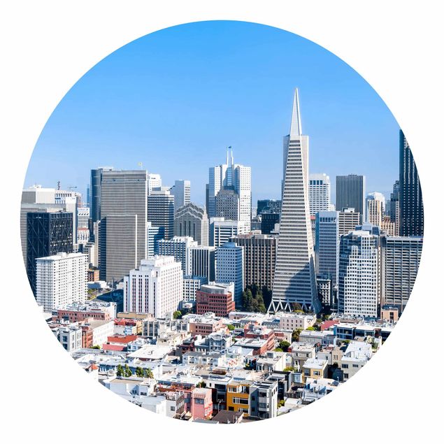 Self-adhesive round wallpaper - San Francisco Skyline