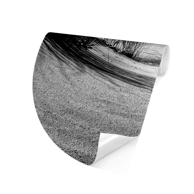 Self-adhesive round wallpaper beach - Sand Dune Black And White
