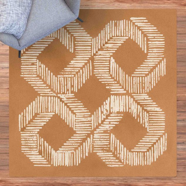 Cork mat - Sand Coloured Modern Geometry II - Square 1:1