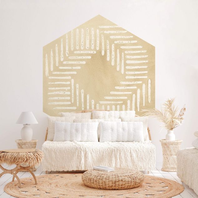 Self-adhesive hexagonal pattern wallpaper - Sand Coloured Modern Geometry