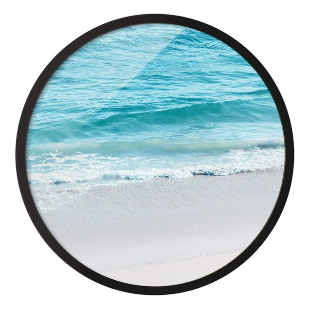 Circular framed print - Gentle Waves In Malibu
