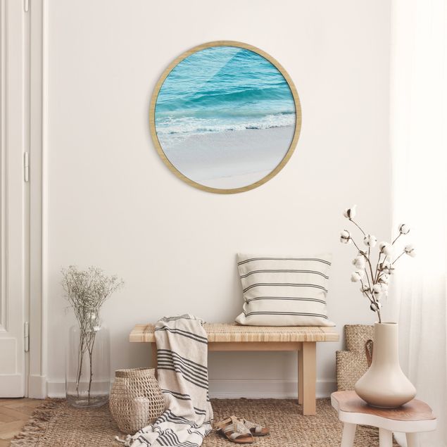 Circular framed print - Gentle Waves In Malibu