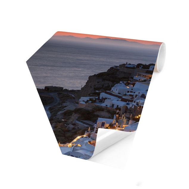 Self-adhesive hexagonal pattern wallpaper - Santorini At Night