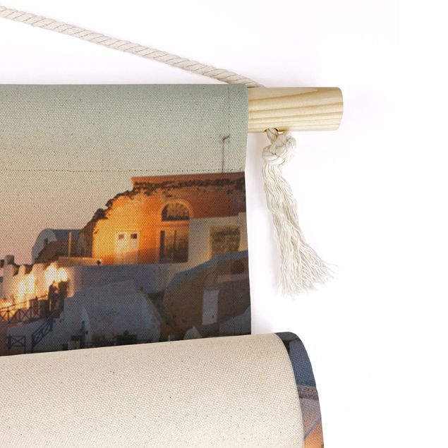 cloth wall hanging Santorini At Night