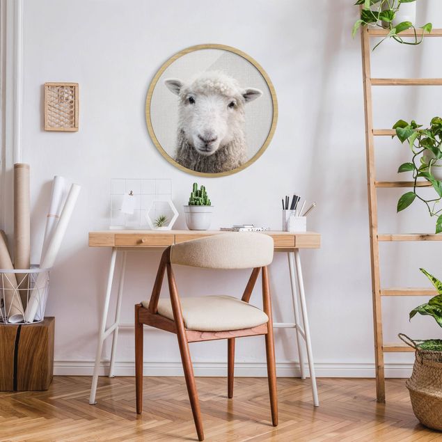 Circular framed print - Sheep Steffi