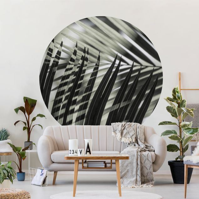 Self-adhesive round wallpaper - Interplay Of Shaddow And Light On Palm Fronds