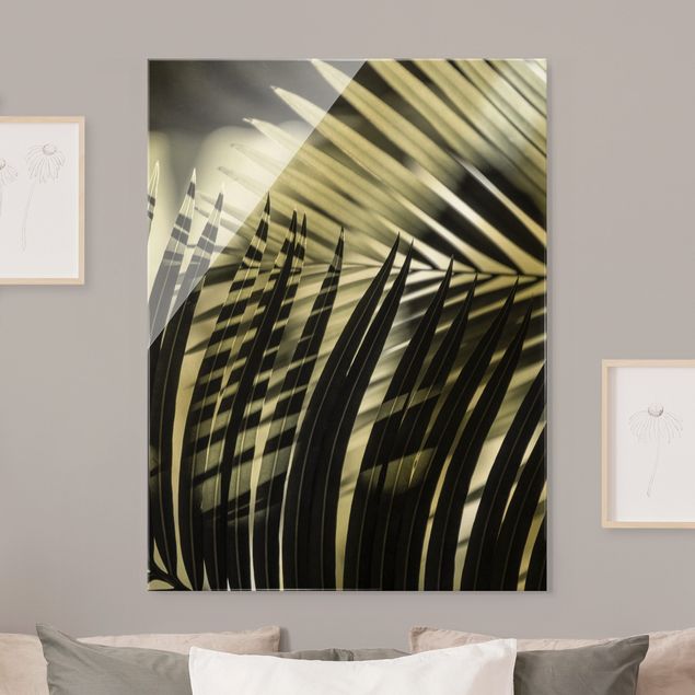 Glass print - Interplay Of Shaddow And Light On Palm Fronds - Portrait format