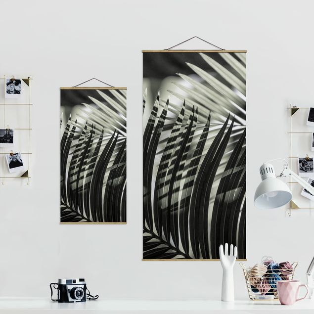 Fabric print with poster hangers - Interplay Of Shaddow And Light On Palm Fronds - Portrait format 1:2