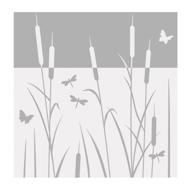 Window film - Reed with dragonflies and butterflies border