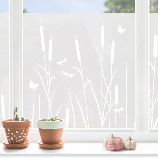 Window film - Reed With Dragonflies And Butterflies II