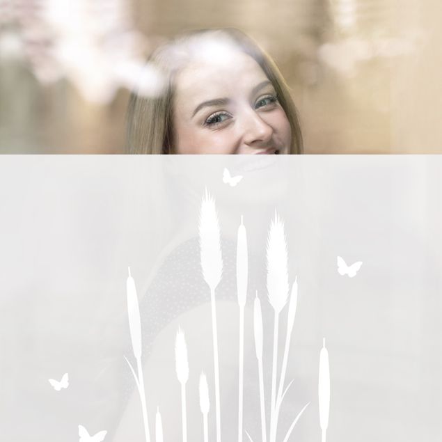 Window film - Reed With Butterflies