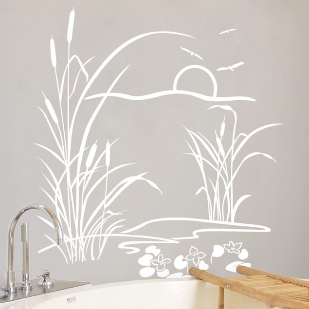 Wall sticker - Reed With Waterlilies
