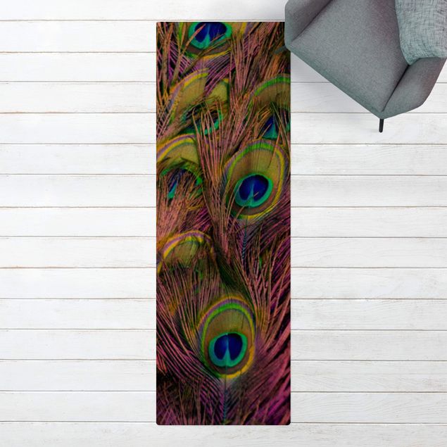 Runner rugs Iridescent Paecock Feathers