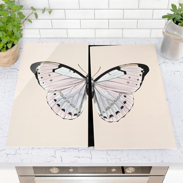Stove top covers - Butterfly On Beige