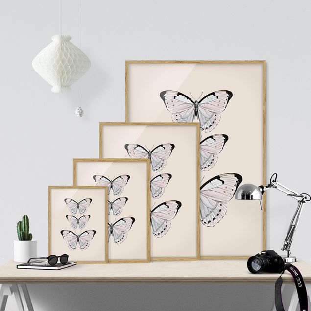 Framed poster - Butterfly On Beige