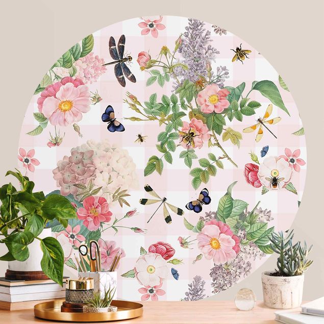 Wallpapers Butterflies With Pink Roses