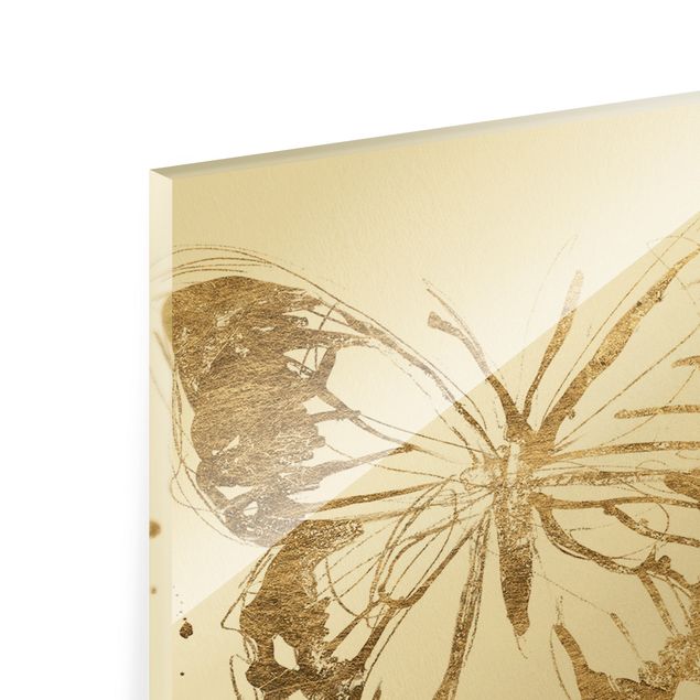 Glass print - Butterfly Composition In Gold I - Portrait format
