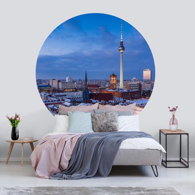 Self-adhesive round wallpaper - Snow In Berlin