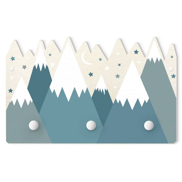 Coat rack for children - Snow Covored Mountains Stars And Moon