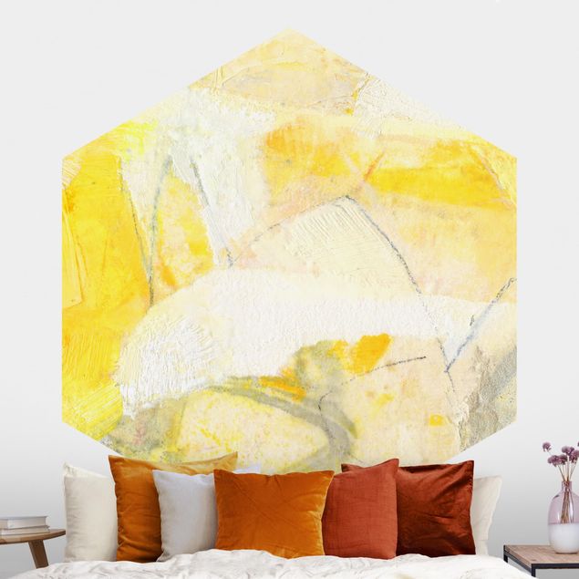 Self-adhesive hexagonal wall mural Snow-Capped Mountains In Sunlight