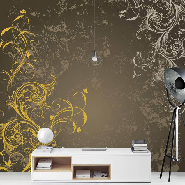Wallpaper - Flourishes In Gold And Silver