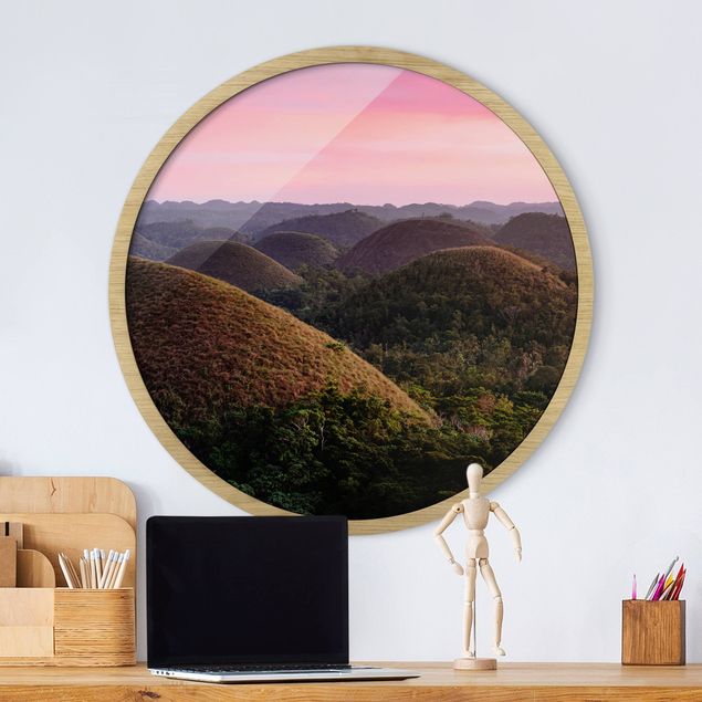 Framed prints round Chocolate Hills At Sunset