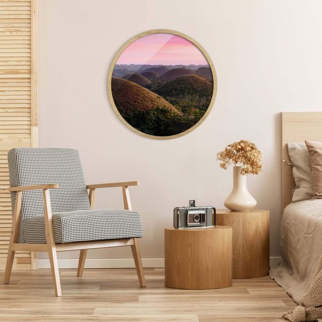Circular framed print - Chocolate Hills At Sunset