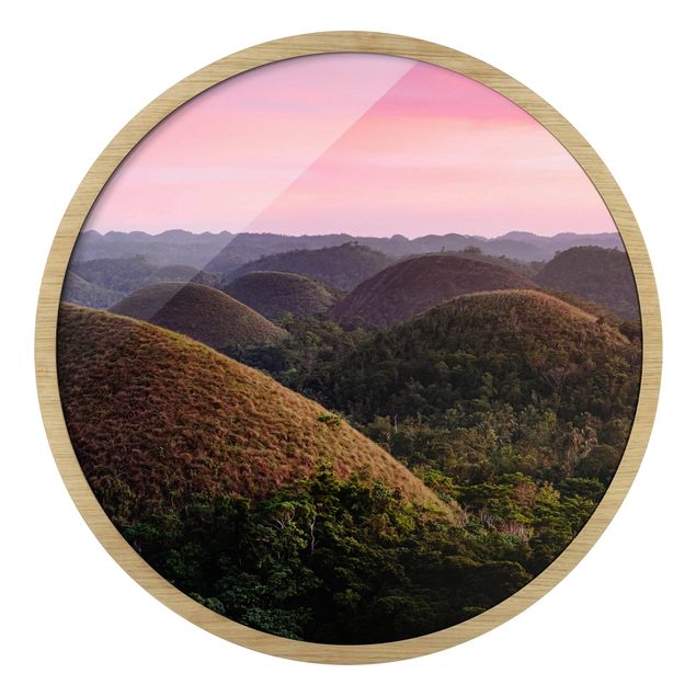 Circular framed print - Chocolate Hills At Sunset