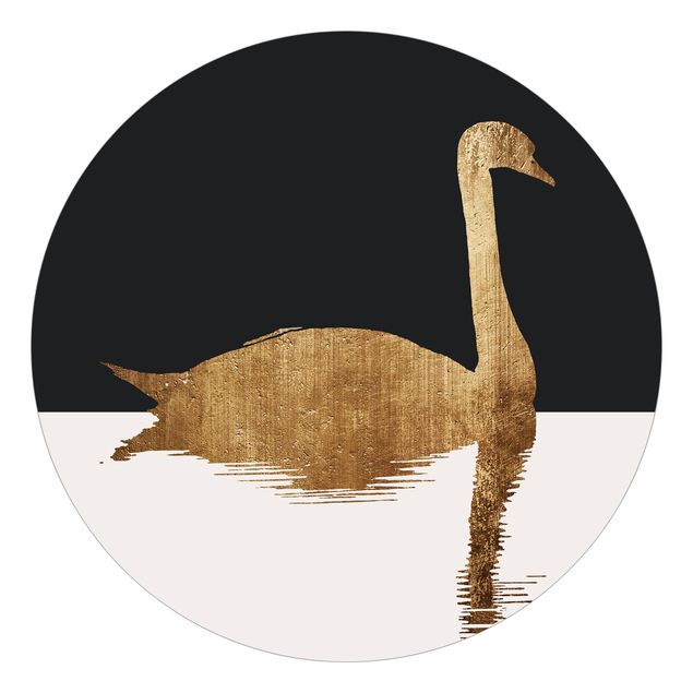 Self-adhesive round wallpaper - Swan Gold