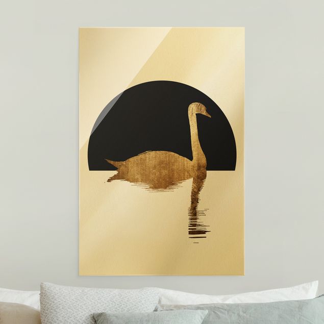 Glass print - Swan Gold