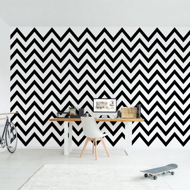 Wallpaper - Black And White Zigzag
