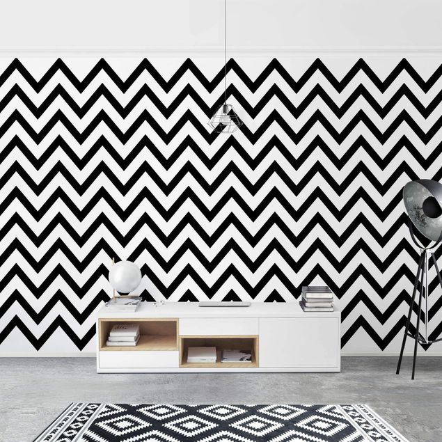 Wallpaper - Black And White Zigzag