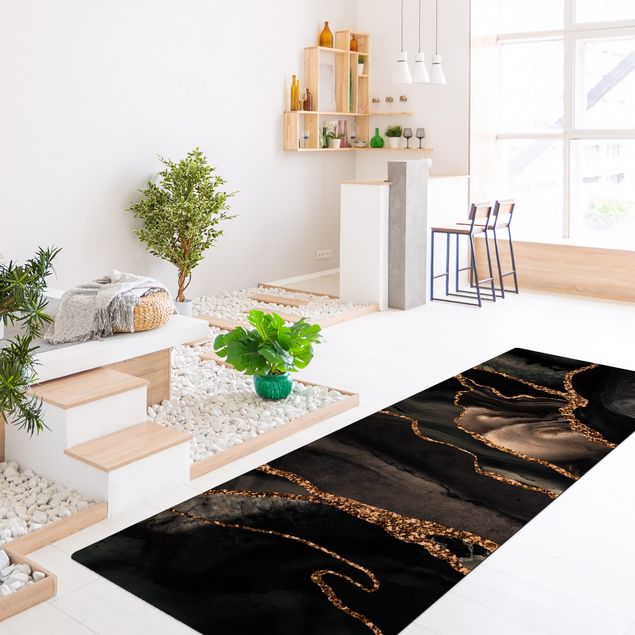 contemporary rugs Black With Glitter Gold