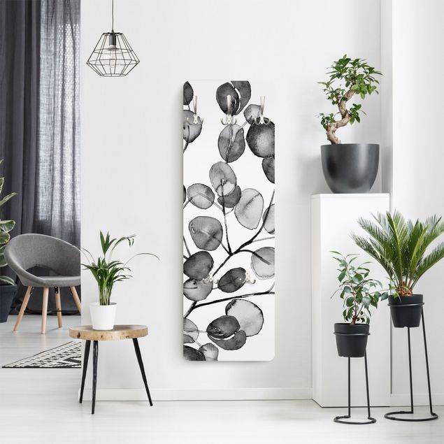Coat rack modern - Black And White Eucalyptus Twig Watercolour