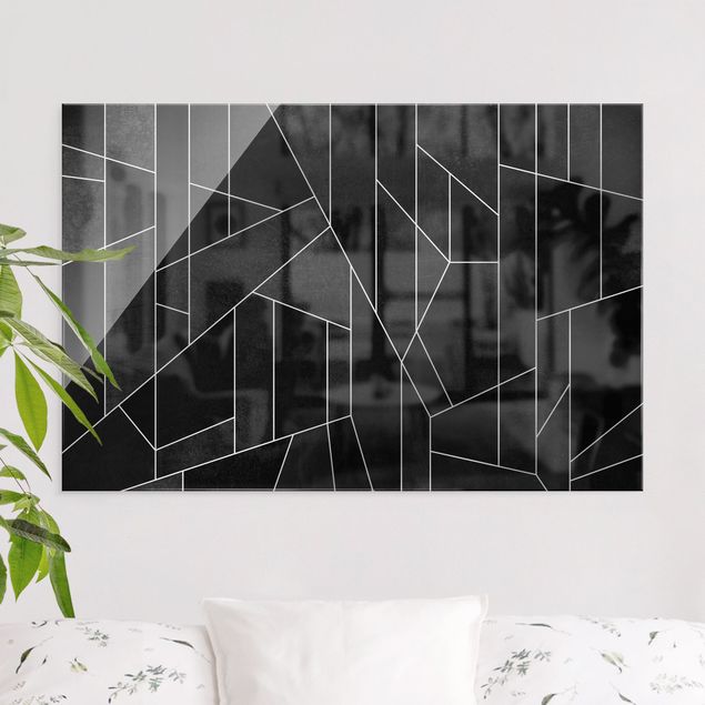Magnettafel Glas Black And White Geometric Watercolour