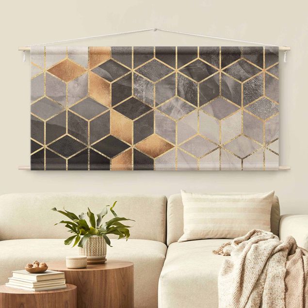 wall hanging decor Black And White Golden Geometry