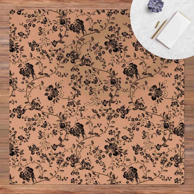 contemporary rugs Black Flower Tendrils