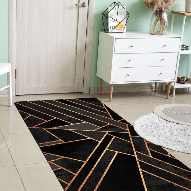 modern area rugs Black Triangles Gold