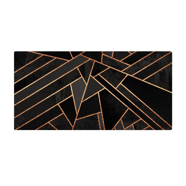 rug under dining table Black Triangles Gold