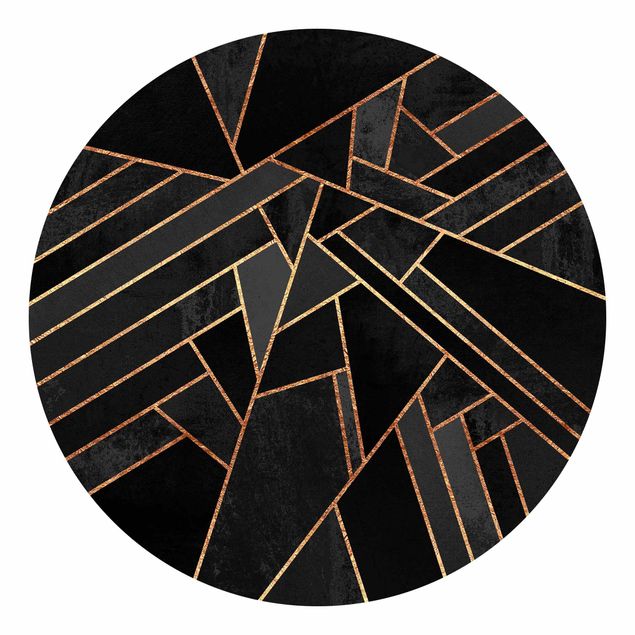 Self-adhesive round wallpaper - Black Triangles Gold