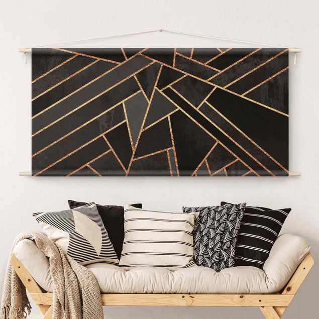 modern tapestry Black Triangles Gold