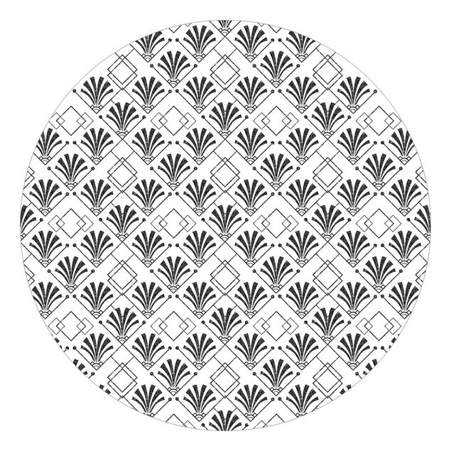 Self-adhesive round wallpaper - Black Glitter Look With Art Deco Pattern