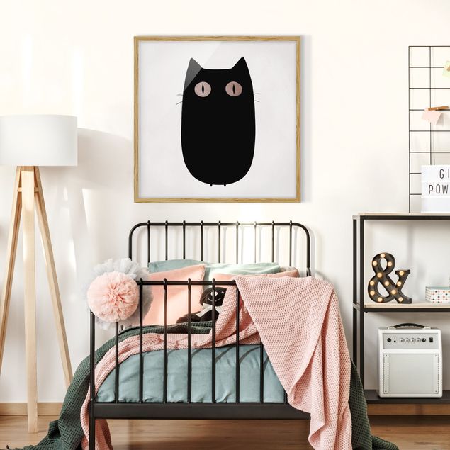 Framed poster - Black Cat Illustration
