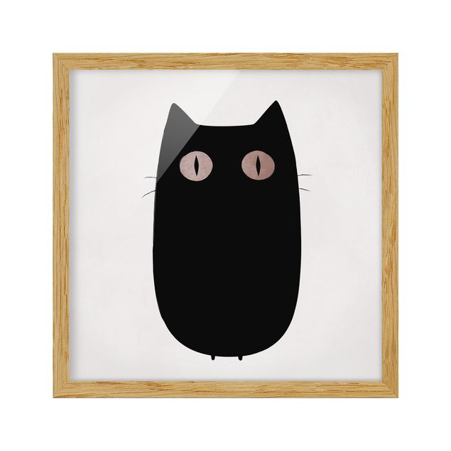 Framed poster - Black Cat Illustration